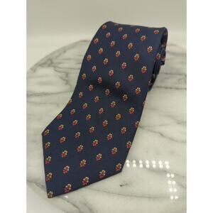Vintage Christian Dior Neck Tie All Silk Blue‎ Red Floral Made in the USA Work